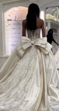 Ethereal Wedding Dress Ball Gown Strapless Lace Long White Wedding Dresses Bridal Gowns HZ1214