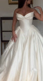 Ethereal Wedding Dress Ball Gown Sweetheart Satin Long White Wedding Dresses Bridal Gowns HZ1214