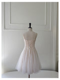 Cute A line Spaghetti Straps Champagne Sequin Short Homecoming Dress Summer Middle School Formal 8th Grade Hoco Dresses Summer Homecoming Outfits HZ1214