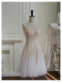 Cute A line Spaghetti Straps Champagne Sequin Short Homecoming Dress Summer Middle School Formal 8th Grade Hoco Dresses Summer Homecoming Outfits HZ1214