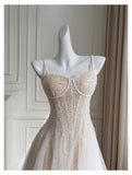 Cute A line Spaghetti Straps Champagne Sequin Short Homecoming Dress Summer Middle School Formal 8th Grade Hoco Dresses Summer Homecoming Outfits HZ1214