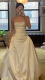 Ethereal Wedding Dress Sheath Strapless Satin Long Ivory Wedding Dresses Bridal Gowns HZ1214