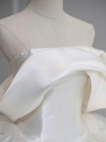 Timeless Bridal Gown Ball Gown Off The Shoulder Satin Long White Wedding Dresses Elegant Bridal Gowns HZ1214