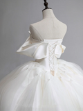 Timeless Bridal Gown Ball Gown Off The Shoulder Satin Long White Wedding Dresses Elegant Bridal Gowns HZ1214