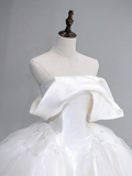 Timeless Bridal Gown Ball Gown Off The Shoulder Satin Long White Wedding Dresses Elegant Bridal Gowns HZ1214