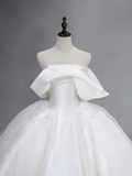 Timeless Bridal Gown Ball Gown Off The Shoulder Satin Long White Wedding Dresses Elegant Bridal Gowns HZ1214