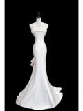 Classic Bridal Gown Mermaid Strapless Sleeveless Satin Long White Wedding Dresses Elegant Bridal Gowns Brides Dress HZ1214