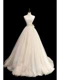 Timeless Bridal Gown Ball Gown Strapless Tulle Long White Wedding Dresses Elegant Bridal Gowns HZ1214