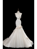 Timeless Bridal Gown Mermaid Strapless Satin Long Wedding Dresses Elegant Bridal Gowns HZ1214