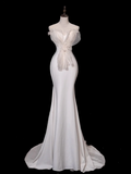 Timeless Bridal Gown Mermaid Strapless Satin Long White Wedding Dresses Elegant Bridal Gowns HZ1214