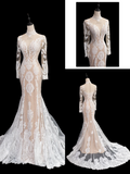 Timeless Bridal Gown Mermaid High Neck Lace Long Sleeves Wedding Dresses Elegant Bridal Gowns HZ1214