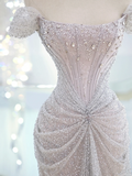Elegant Mermaid Off The Shoulder Sequin Prom Dresses Party Dress Summer 20th Birthday Outfits 18th Birthday Dresses HZ1214