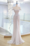Elegant Mermaid Off The Shoulder Sequin Prom Dresses Party Dress Summer 20th Birthday Outfits 18th Birthday Dresses HZ1214