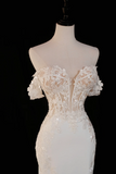 Timeless Bridal Gown Mermaid Off The Shoulder Satin Short Sleeves Wedding Dresses Elegant Bridal Gowns HZ1214