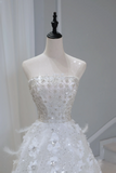 Timeless Bridal Gown Ball Gown Strapless Sequin Sleeveless Long White Wedding Dresses Elegant Bridal Gowns HZ1214