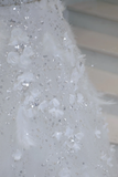 Timeless Bridal Gown Ball Gown Strapless Sequin Sleeveless Long White Wedding Dresses Elegant Bridal Gowns HZ1214