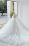 Timeless Bridal Gown Ball Gown Off The Shoulder Light Sky Blue Sequin Long White Wedding Dresses Elegant Bridal Gowns HZ1214