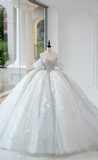 Timeless Bridal Gown Ball Gown Off The Shoulder Light Sky Blue Sequin Long White Wedding Dresses Elegant Bridal Gowns HZ1214