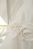 Timeless Bridal Gown Ball Gown Strapless Satin Flowers Sleeveless Long White Wedding Dresses Elegant Bridal Gowns HZ1214
