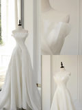 Timeless Bridal Gown Ball Gown Strapless Organza Sleeveless Long White Wedding Dresses Elegant Bridal Gowns HZ1214