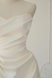 Timeless Bridal Gown Ball Gown Strapless Satin Pleated Sleeveless Long White Wedding Dresses Elegant Bridal Gowns HZ1214