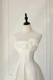 Timeless Bridal Gown A line Strapless Satin White Wedding Dresses Elegant Bridal Gowns HZ1214