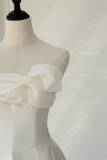 Timeless Bridal Gown A line Strapless Satin White Wedding Dresses Elegant Bridal Gowns HZ1214