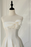 Timeless Bridal Gown A line Strapless Satin White Wedding Dresses Elegant Bridal Gowns HZ1214