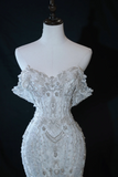 Timeless Bridal Gown Mermaid Off The Shoulder Silver Sequin Cap Sleeves Long Wedding Dresses Elegant Bridal Gowns HZ1214