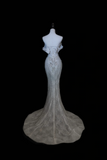Timeless Bridal Gown Mermaid Off The Shoulder Silver Sequin Cap Sleeves Long Wedding Dresses Elegant Bridal Gowns HZ1214