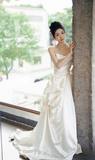 Timeless Bridal Dress Ball Gown Strapless Satin White Wedding Dresses Elegant Bridal Gowns HZ1214