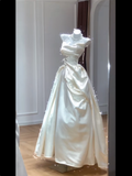 Timeless Bridal Dress Ball Gown Strapless Satin White Wedding Dresses Elegant Bridal Gowns HZ1214