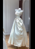 Timeless Bridal Dress Ball Gown Strapless Satin White Wedding Dresses Elegant Bridal Gowns HZ1214