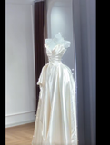 Timeless Bridal Dress Ball Gown Strapless Satin White Wedding Dresses Elegant Bridal Gowns HZ1214