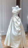 Timeless Bridal Dress Ball Gown Strapless Satin White Wedding Dresses Elegant Bridal Gowns HZ1214