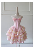 Cute Ball Gown Spaghetti Straps Pink Short Homecoming Dress Summer Middle School Formal 8th Grade Hoco Dresses Summer Homecoming Outfits HZ1214