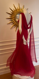 Elegant Mermaid Scoop Neck Pink Chiffon Long Prom Dresses Party Dress Summer 20th Birthday Outfits 18th Birthday Dresses HZ1214