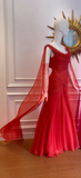 Elegant Mermaid Scoop Neck Pink Chiffon Long Prom Dresses Party Dress Summer 20th Birthday Outfits 18th Birthday Dresses HZ1214