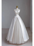 Timeless Bridal Gown Ball Gown Sweetheart White Sleeveless Long Wedding Dresses Elegant Bridal Gowns HZ1214
