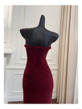 Elegant High Low Spaghetti Straps Burgundy Sleeveless Long Evening Party Gowns Evening Formal Dresses Prom Dress HZ1214
