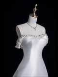 Timeless Bridal Dress Ball Gown Sweetheart Hand Made Flowers Satin White Wedding Dresses Elegant Bridal Gowns HZ1214