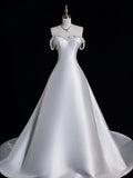 Timeless Bridal Dress Ball Gown Sweetheart Hand Made Flowers Satin White Wedding Dresses Elegant Bridal Gowns HZ1214