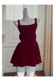 Cute A line Square Neck Short Burgundy Formal 8th Grade Homecoming Dresses Summer Middle School Hoco Dress Homecoming Outfits HZ1214