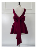 Cute A line Square Neck Short Burgundy Formal 8th Grade Homecoming Dresses Summer Middle School Hoco Dress Homecoming Outfits HZ1214