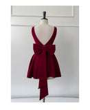 Cute A line Square Neck Short Burgundy Formal 8th Grade Homecoming Dresses Summer Middle School Hoco Dress Homecoming Outfits HZ1214