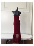 Elegant High Low Spaghetti Straps Burgundy Sleeveless Long Evening Party Gowns Evening Formal Dresses Prom Dress HZ1214