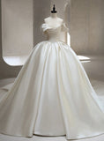 Princess Bridal Gown Ball Gown Off The Shoulder White Short Sleeves Long Wedding Dresses Elegant Bridal Gowns HZ1214