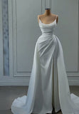 Simple Bridal Gown Mermaid Spaghetti Straps White Sleeveless Long Wedding Dresses Elegant Bridal Gowns HZ1214