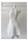 Cute A line Square Neck Short White Formal 8th Grade Homecoming Dresses Summer Middle School Hoco Dress Homecoming Outfits HZ1214
