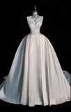 Princess Bridal Dress Ball Gown Sweetheart Sleeveless Satin White Wedding Dresses Elegant Bridal Gowns HZ1214